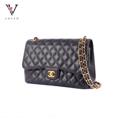 Chanel Classic Flap Jumbo in Black Caviar Leather