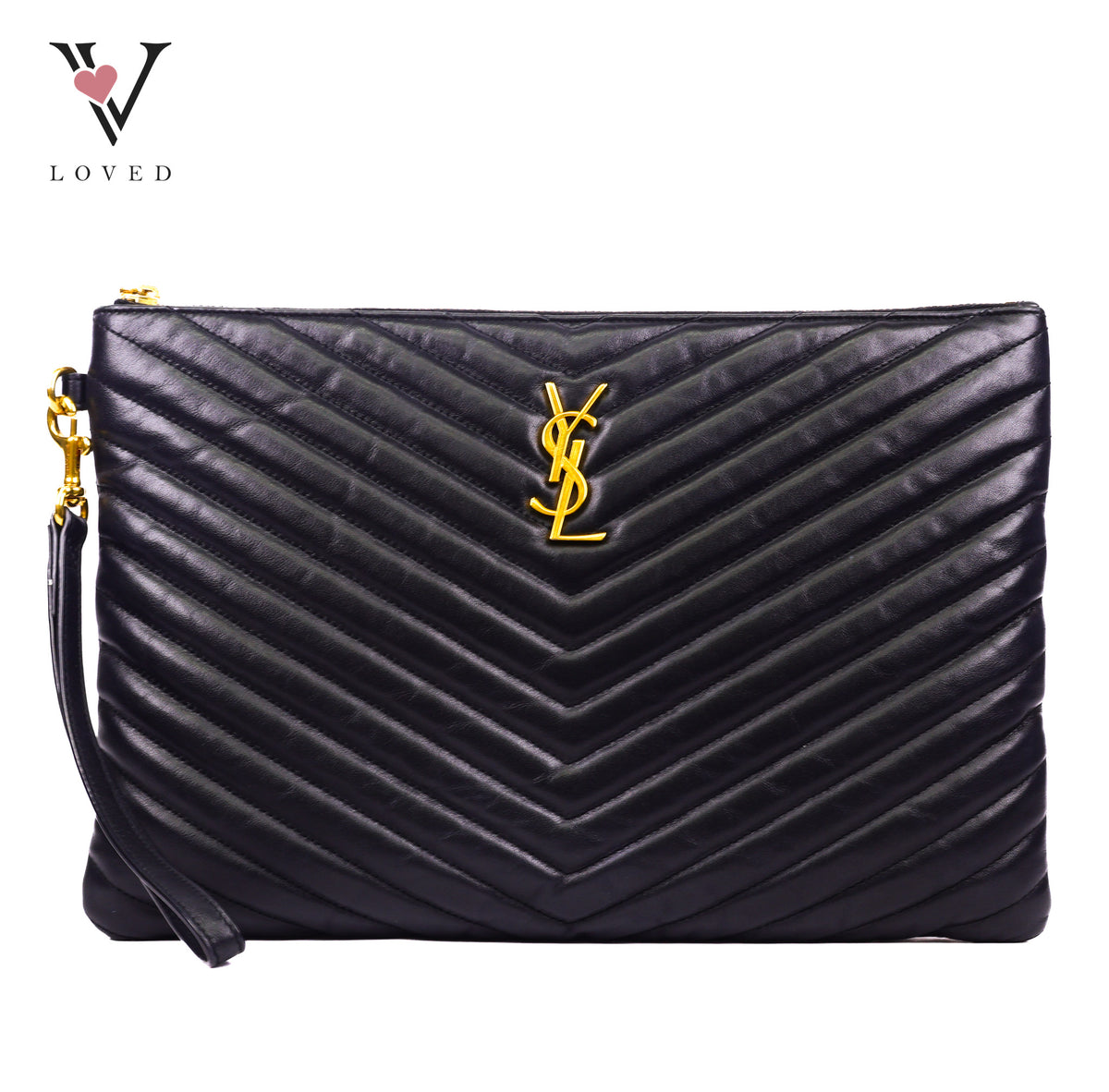 Yves Saint Laurent Cassandre Matelasse Large Clutch In Black Leather ...