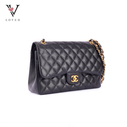 Chanel Classic Flap Jumbo in Black Caviar Leather