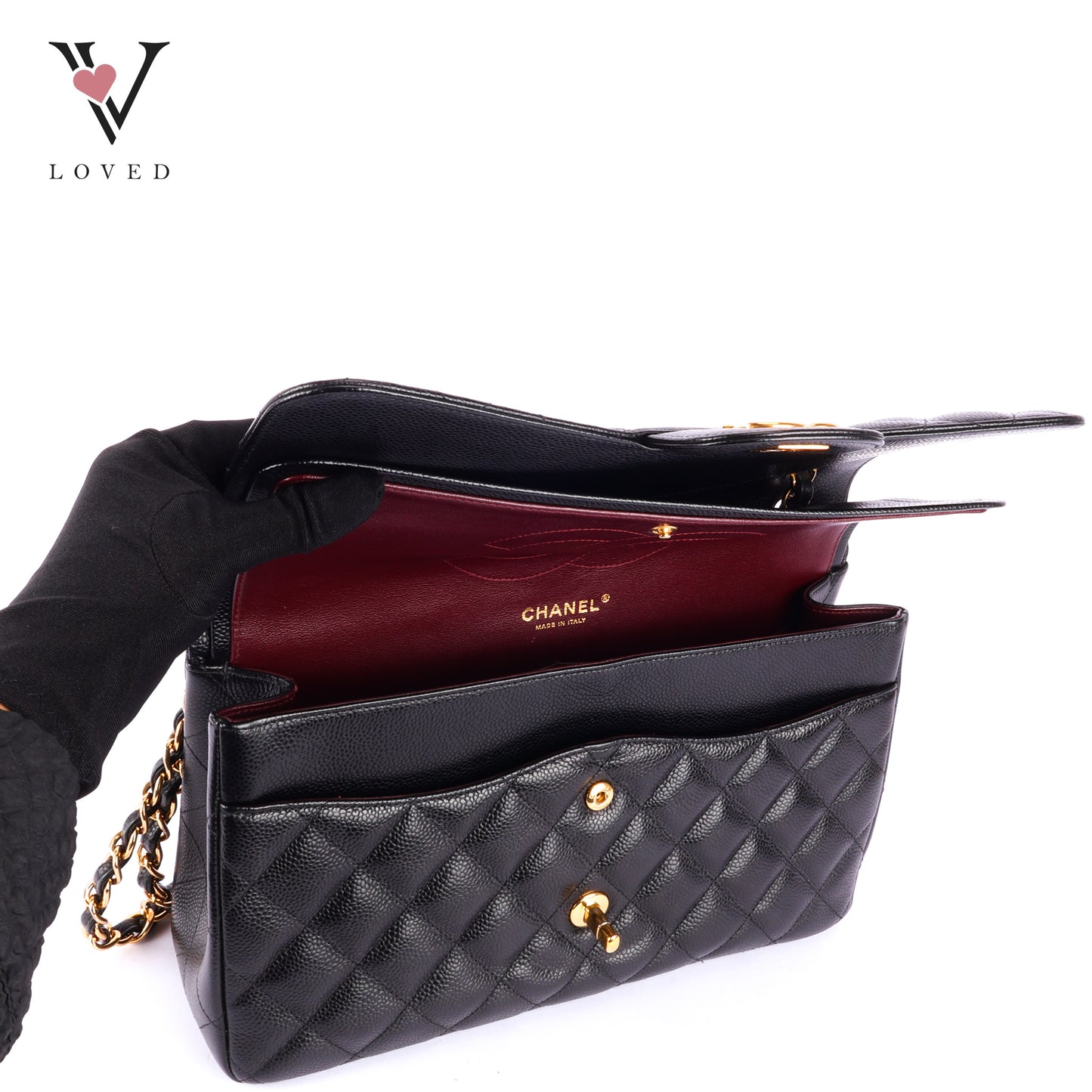 Chanel Classic Flap Jumbo in Black Caviar Leather