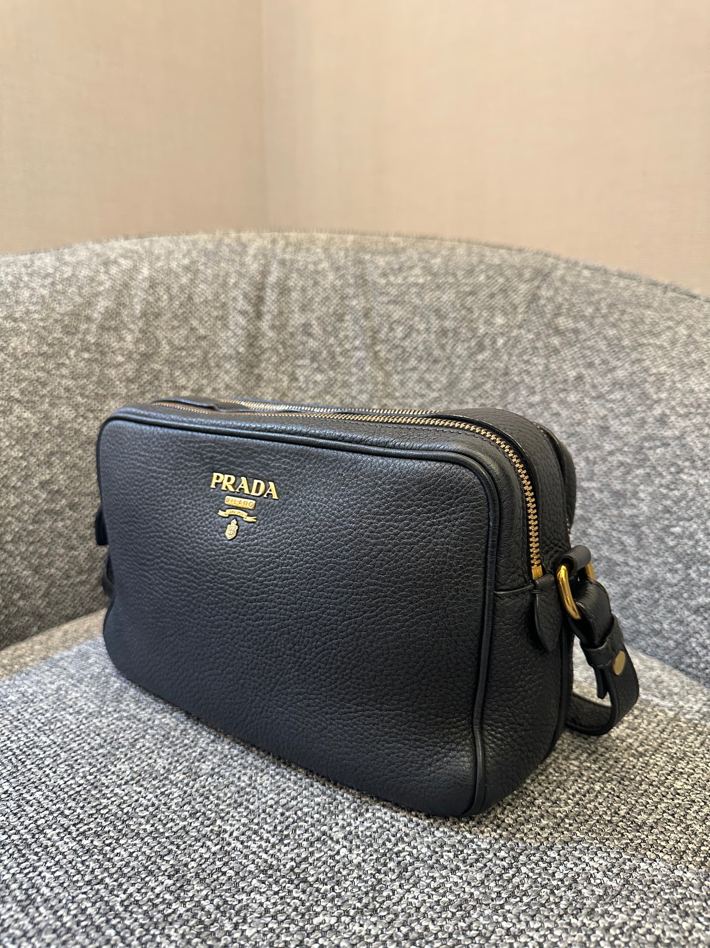 Prada Vitello Daino Phenix Leather Double Zip Crossbody Bag