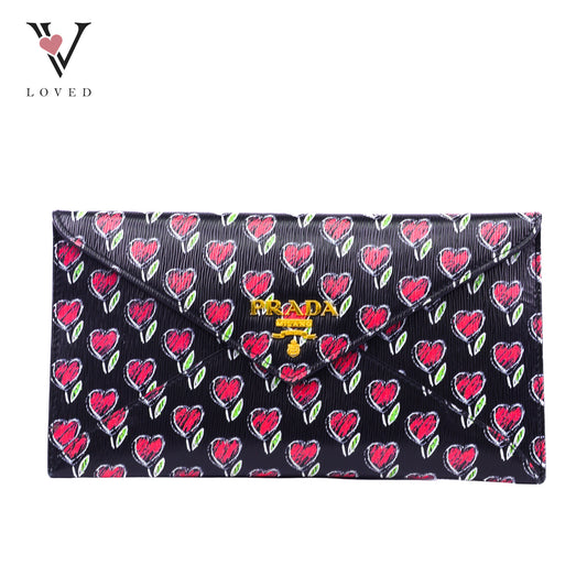 Prada Vitello Move Love Envelope/Long Wallet