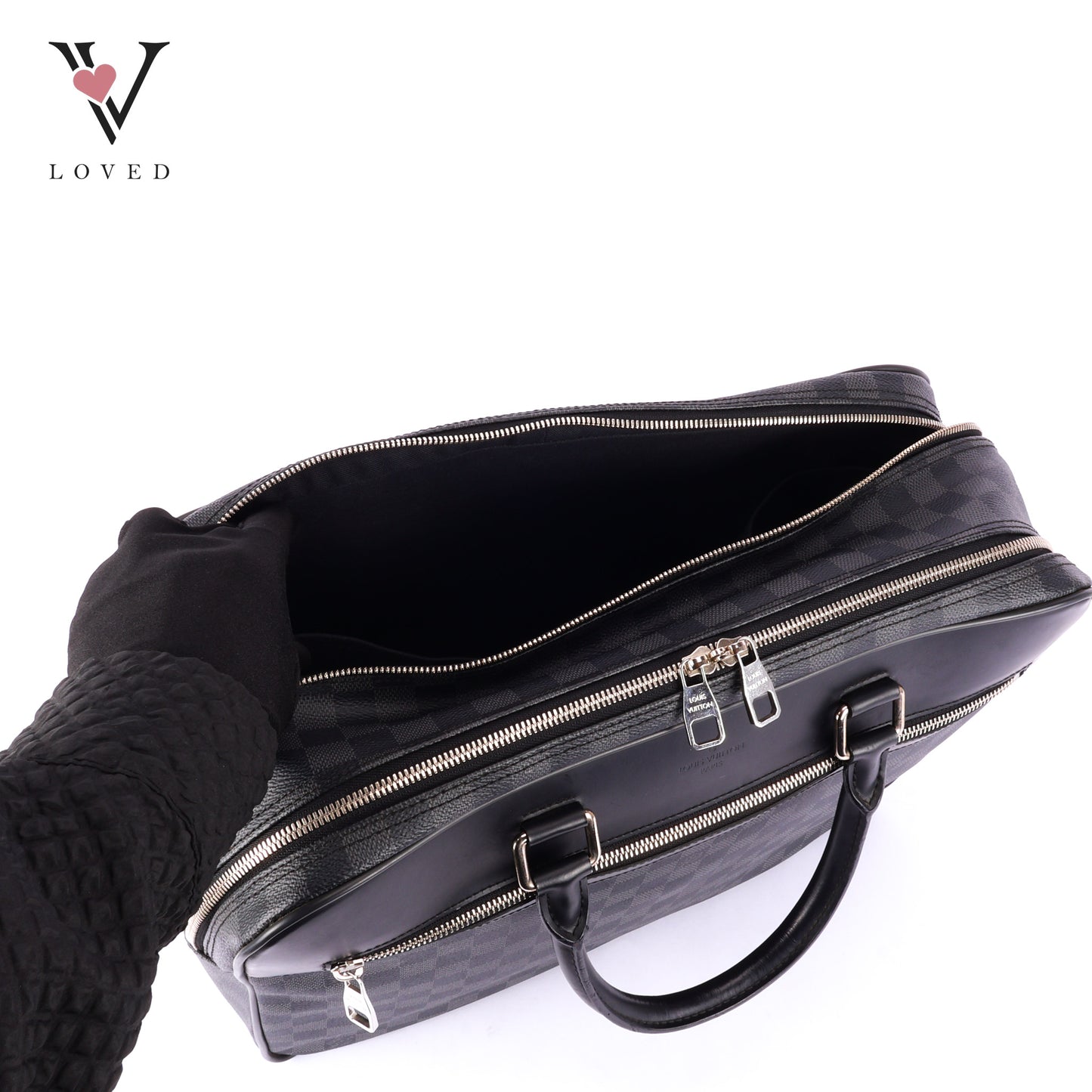 Louis Vuitton Overnight Briefcase in Damier Graphite Canvas and Black Leather
