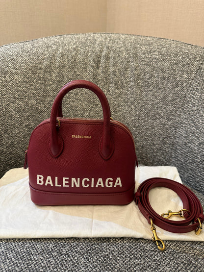 Balenciaga Ville Top Handle Handbag in Burgundy