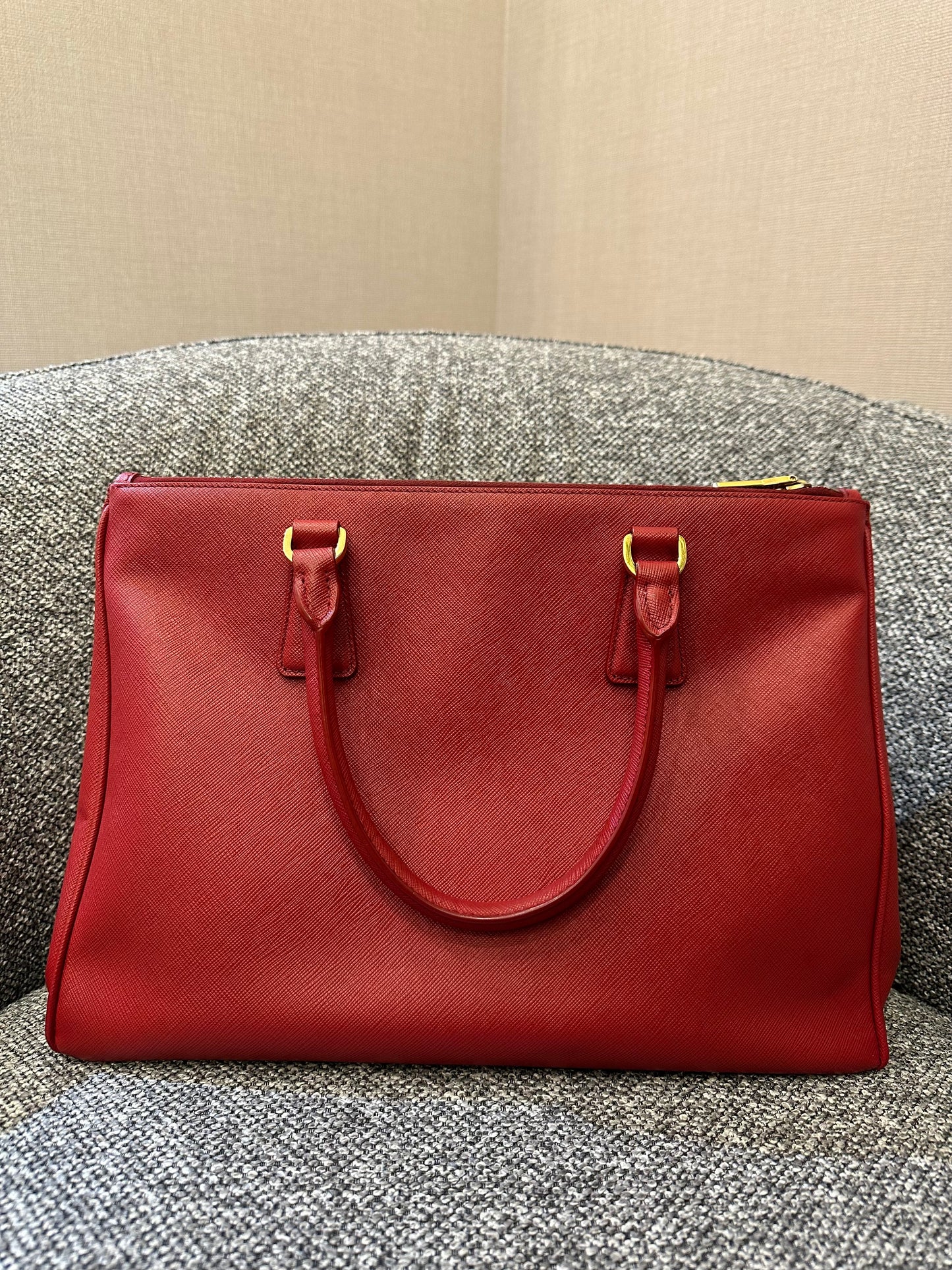 Prada Galleria Double Zip in Red Saffiano Leather