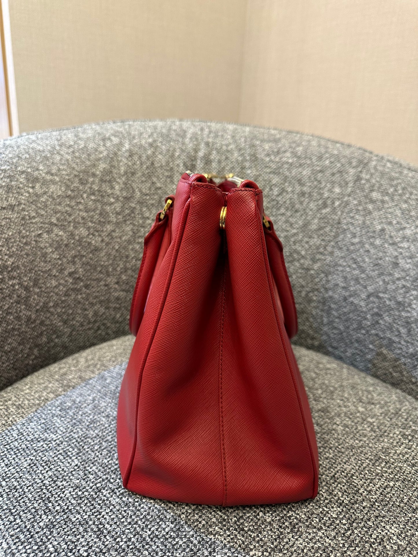 Prada Galleria Double Zip in Red Saffiano Leather