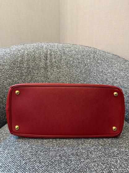 Prada Galleria Double Zip in Red Saffiano Leather