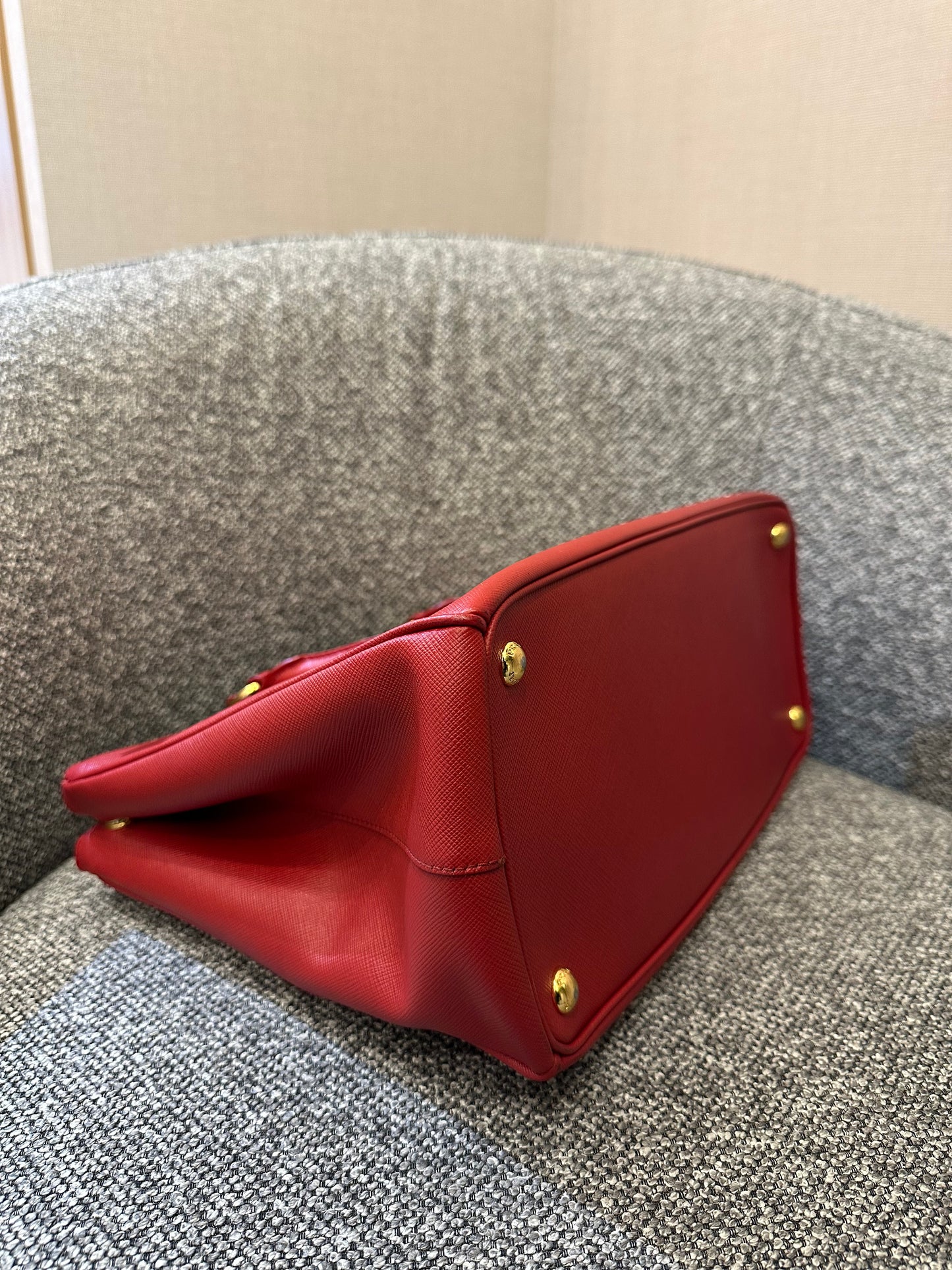 Prada Galleria Double Zip in Red Saffiano Leather