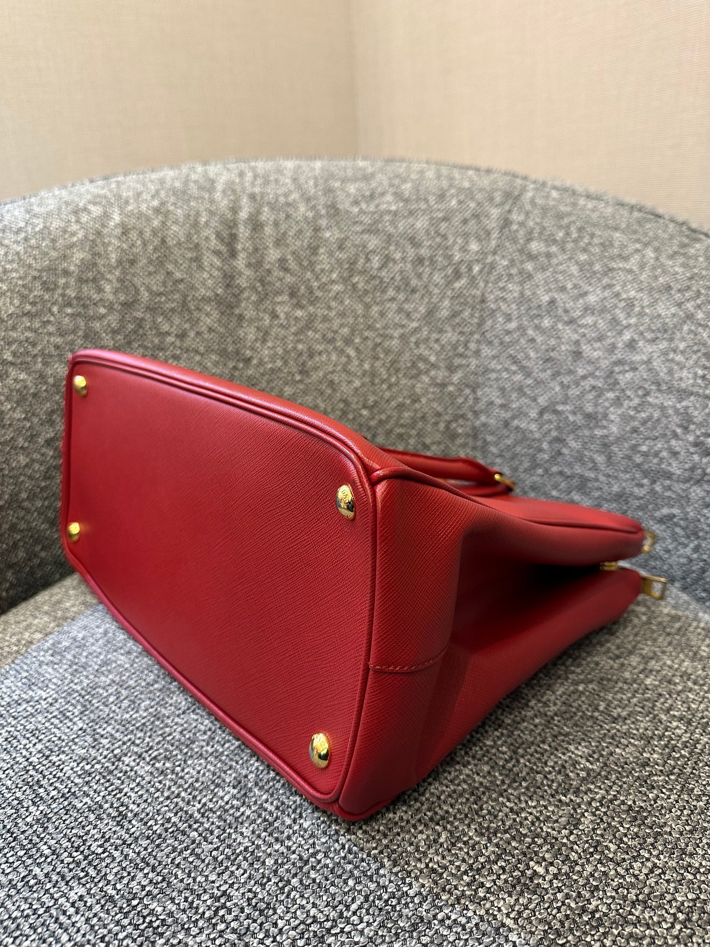 Prada Galleria Double Zip in Red Saffiano Leather