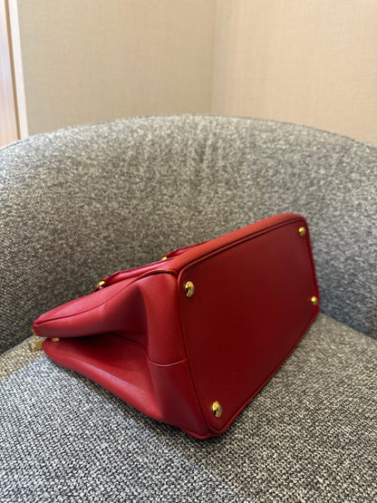 Prada Galleria Double Zip in Red Saffiano Leather