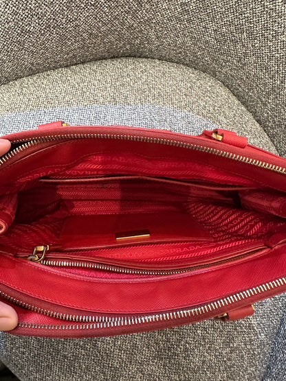 Prada Galleria Double Zip in Red Saffiano Leather