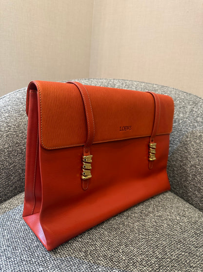 Loewe Velazquez Twist Tote Bag in Orange Leather