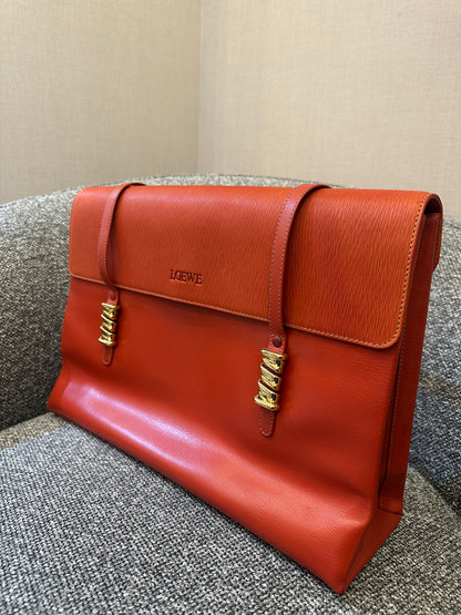 Loewe Velazquez Twist Tote Bag in Orange Leather