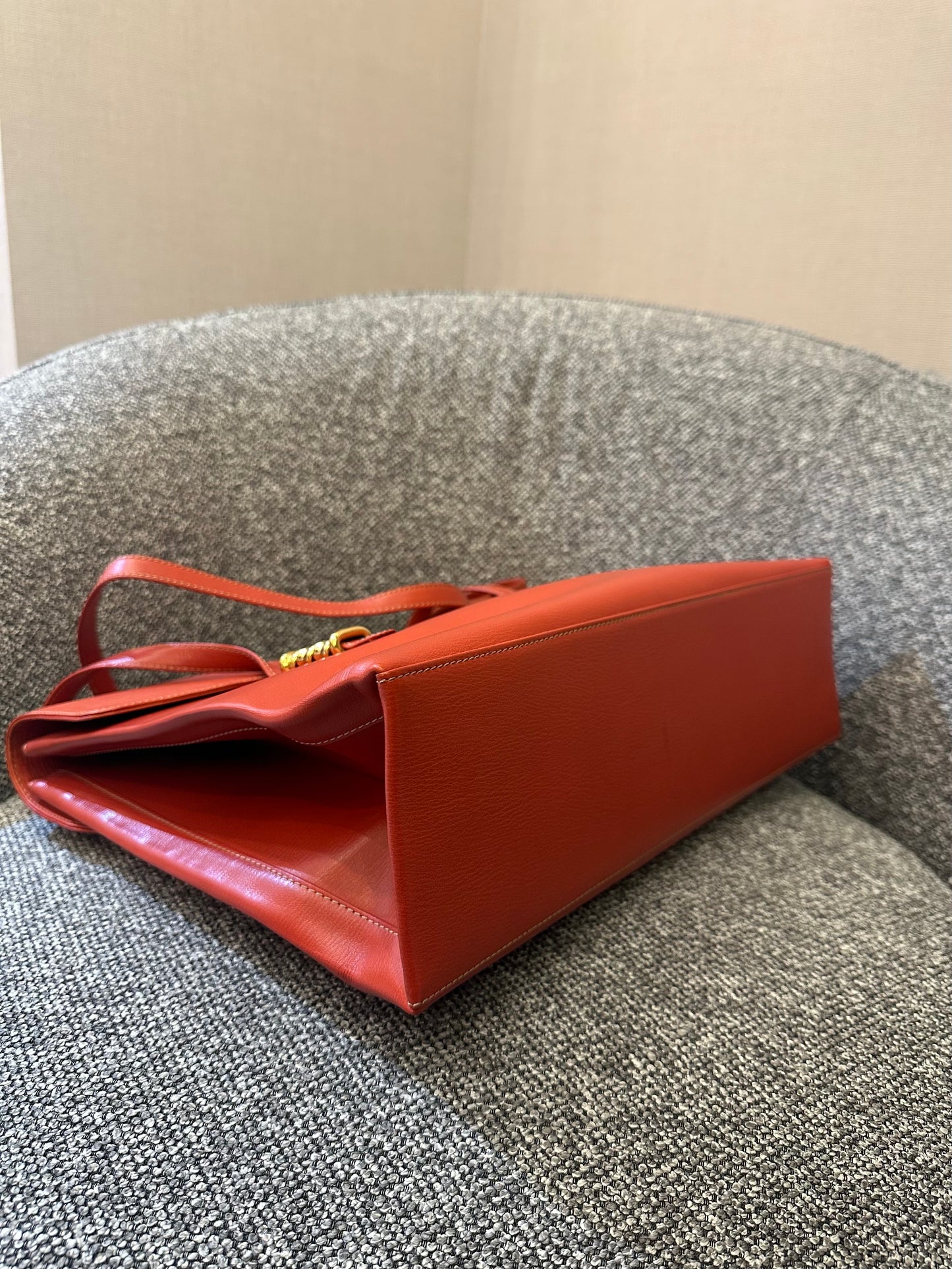 Loewe Velazquez Twist Tote Bag in Orange Leather