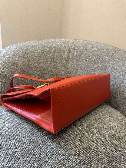 Loewe Velazquez Twist Tote Bag in Orange Leather