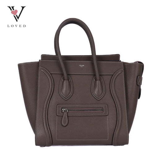 Micro Luggage Tote In Taupe Leather