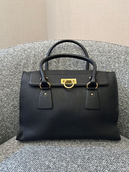 Salvatore Ferragamo Lotty Satchel in Black Leather