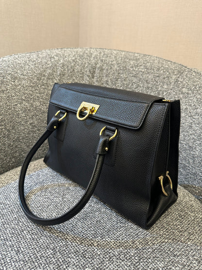 Salvatore Ferragamo Lotty Satchel in Black Leather