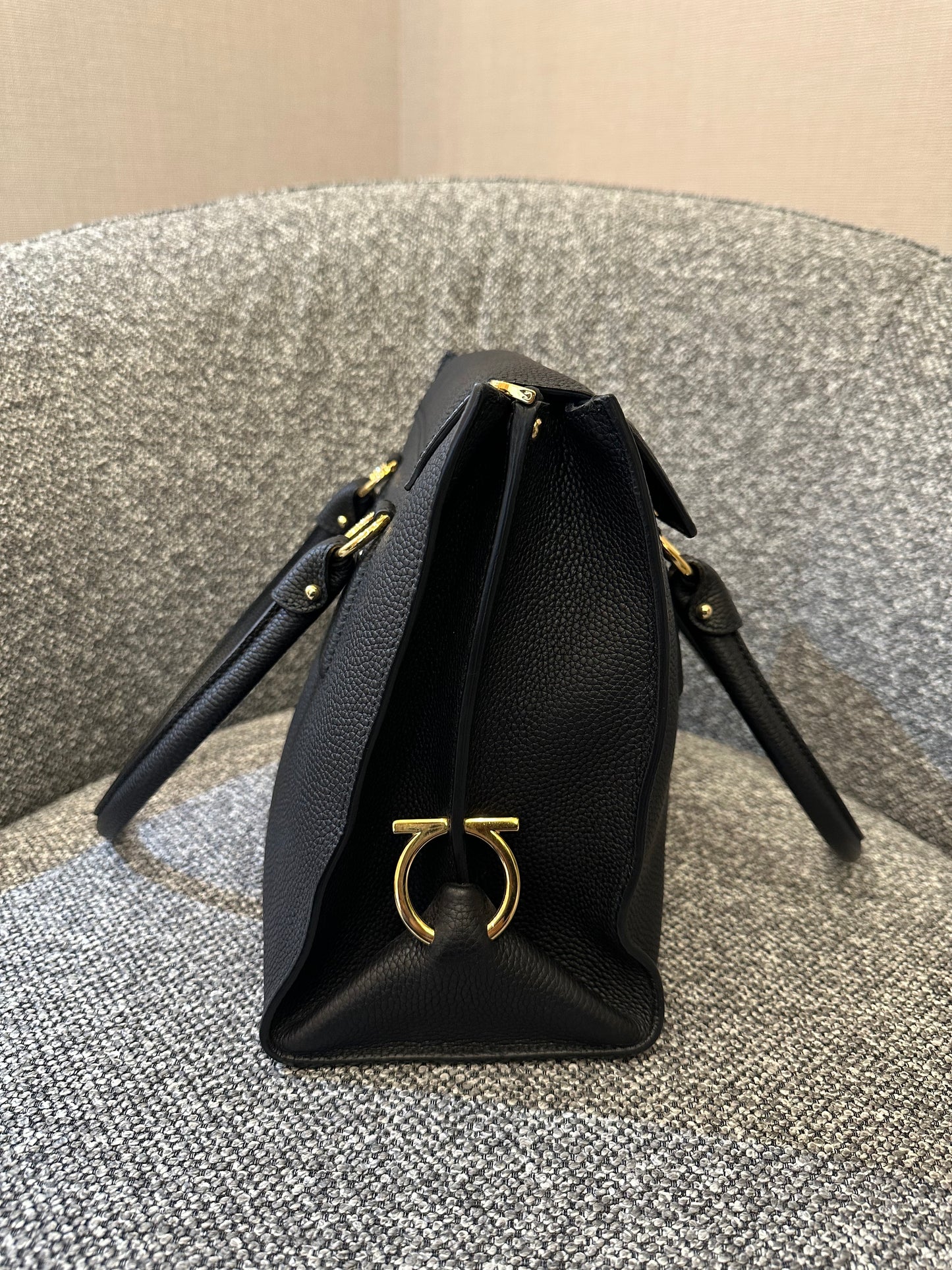 Salvatore Ferragamo Lotty Satchel in Black Leather