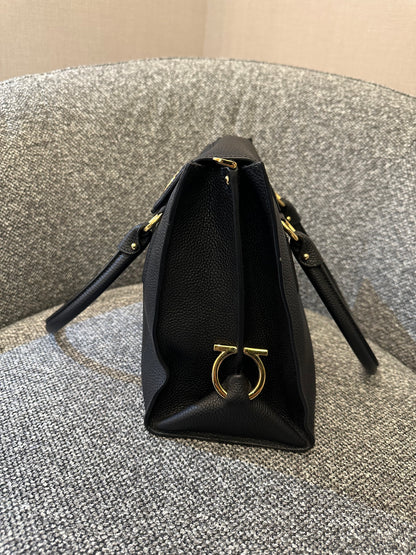 Salvatore Ferragamo Lotty Satchel in Black Leather