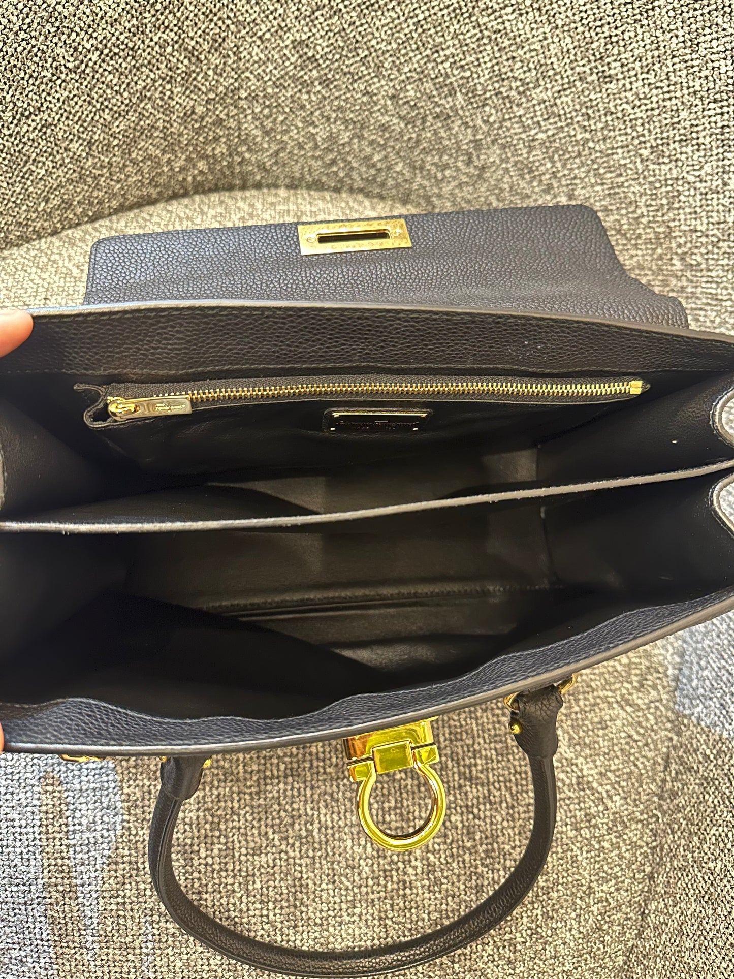 Salvatore Ferragamo Lotty Satchel in Black Leather