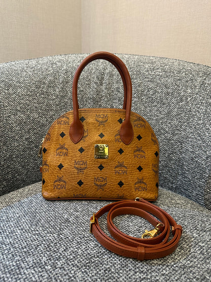 MCM Visetos Monogram Satchel Handbag