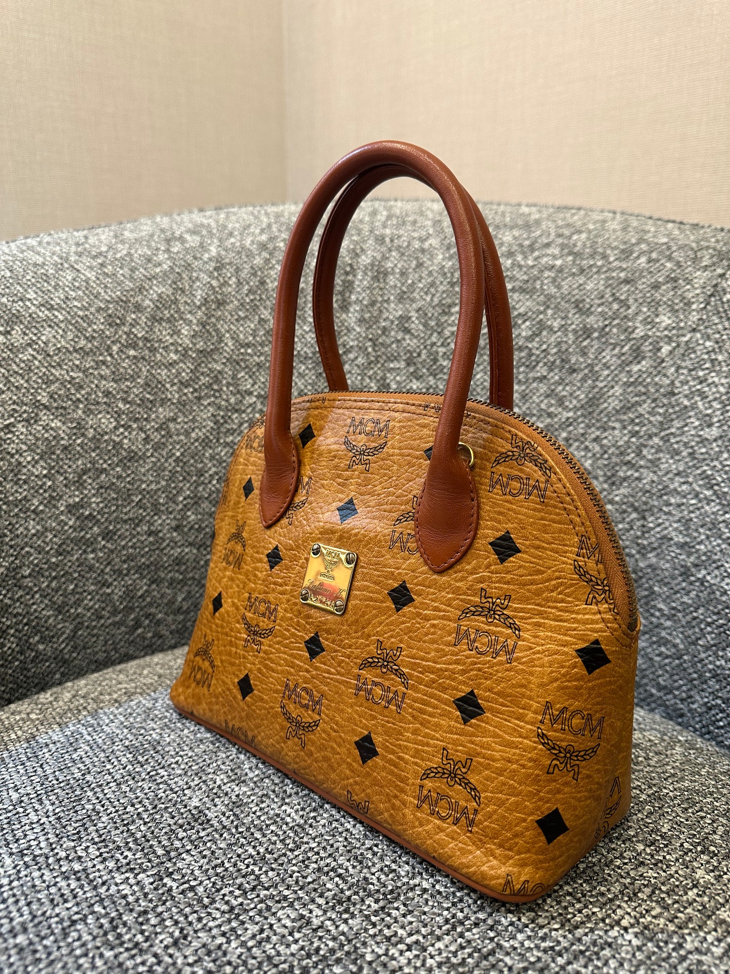 MCM Visetos Monogram Satchel Handbag