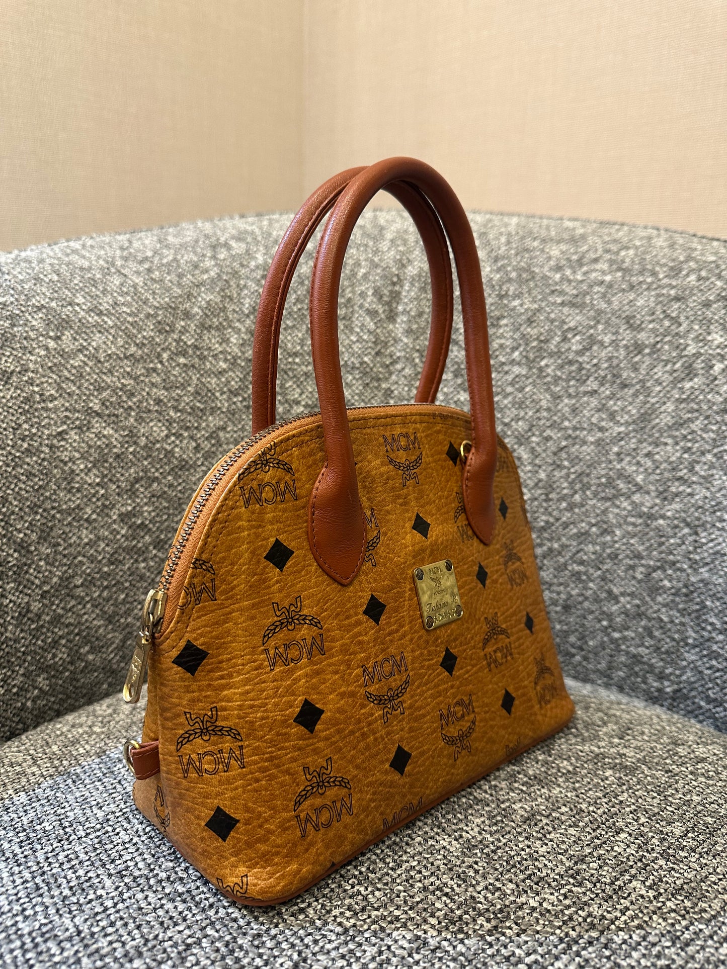 MCM Visetos Monogram Satchel Handbag