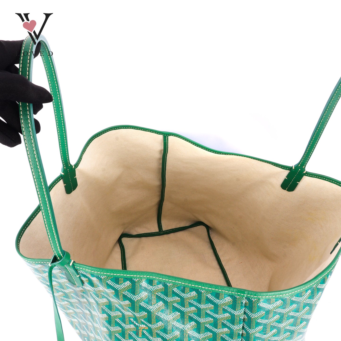 Goyard Saint Louis GM Tote Bag in Green Goyardine Canvas