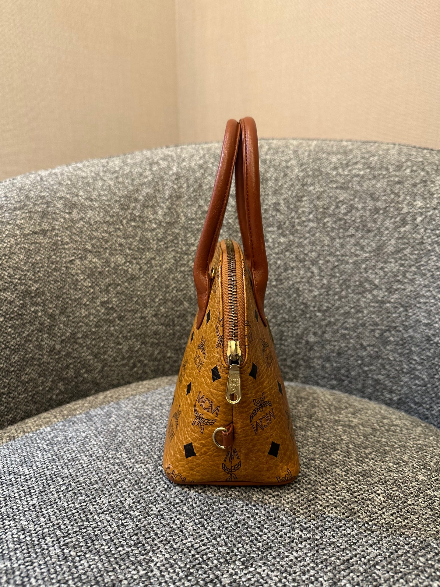 MCM Visetos Monogram Satchel Handbag
