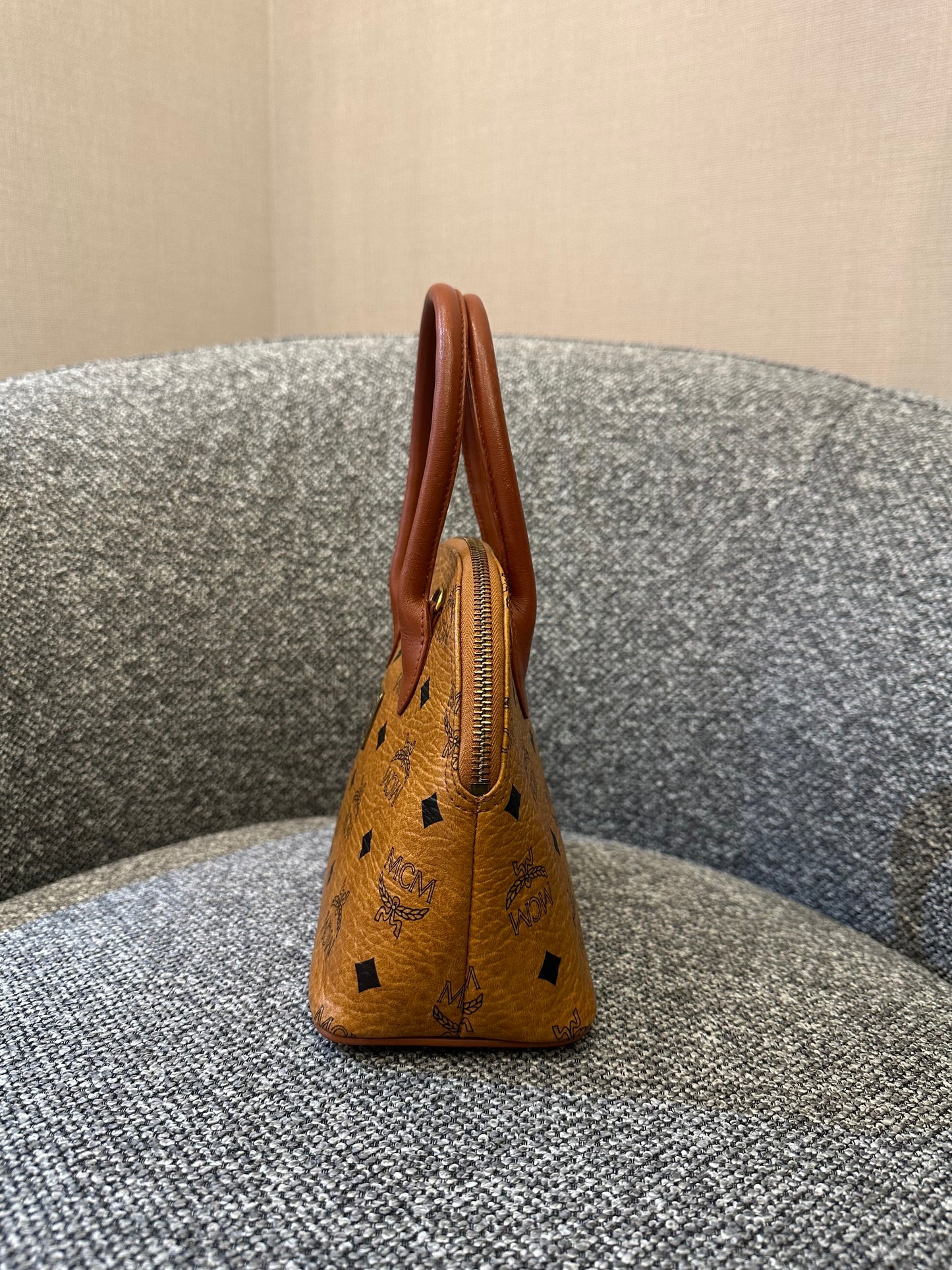 MCM Visetos Monogram Satchel Handbag
