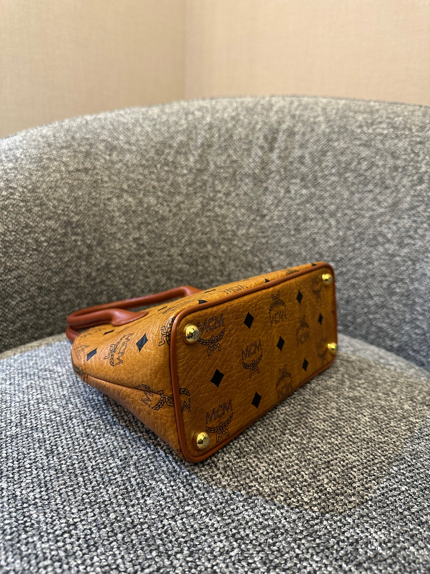 MCM Visetos Monogram Satchel Handbag