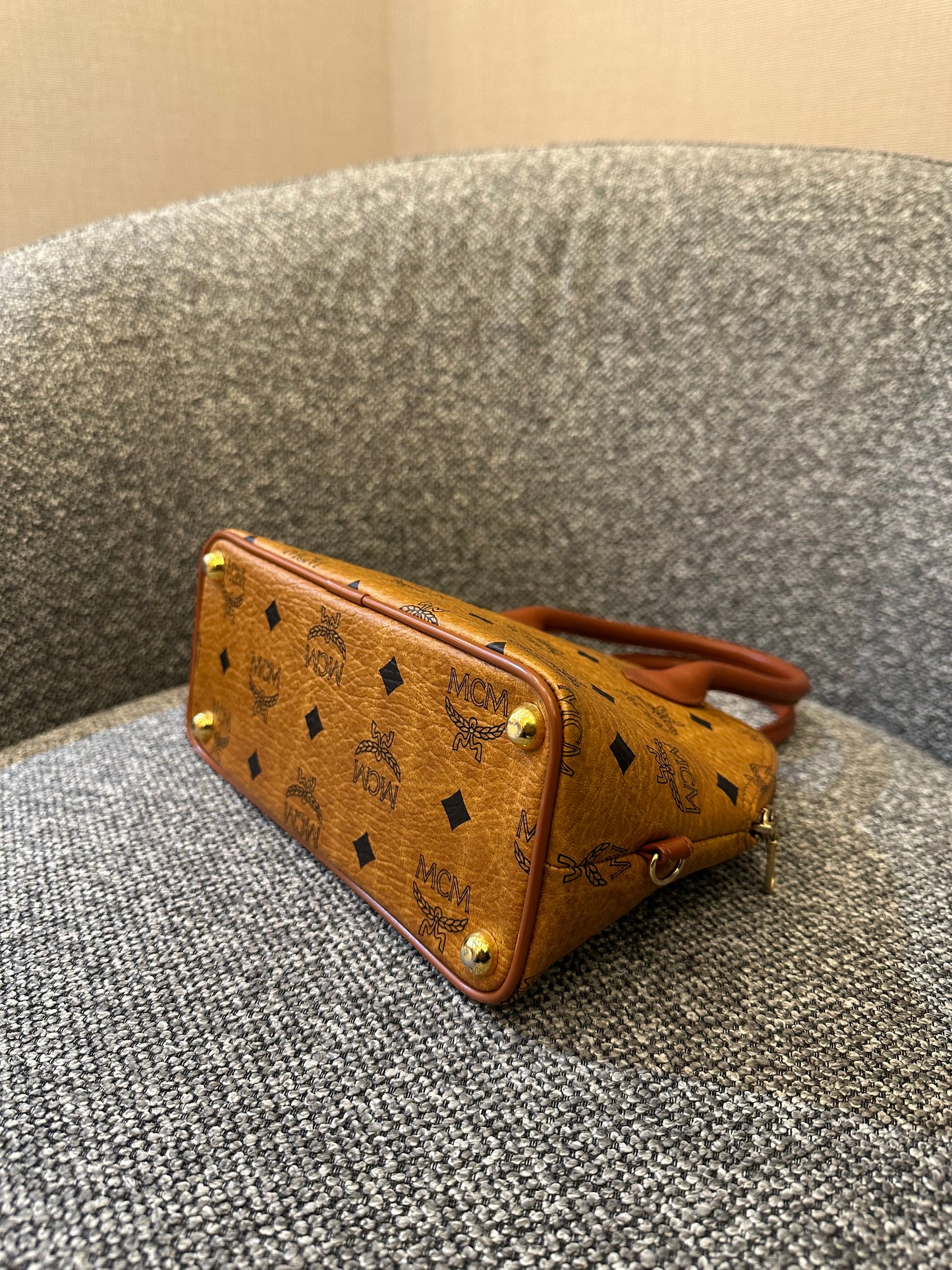 MCM Visetos Monogram Satchel Handbag