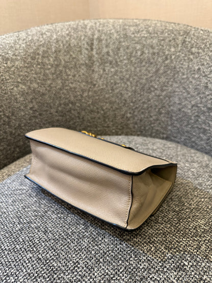 Prada Saffiano Leather Chain Shoulder Bag in Beige