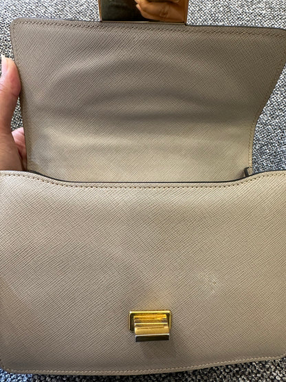 Prada Saffiano Leather Chain Shoulder Bag in Beige