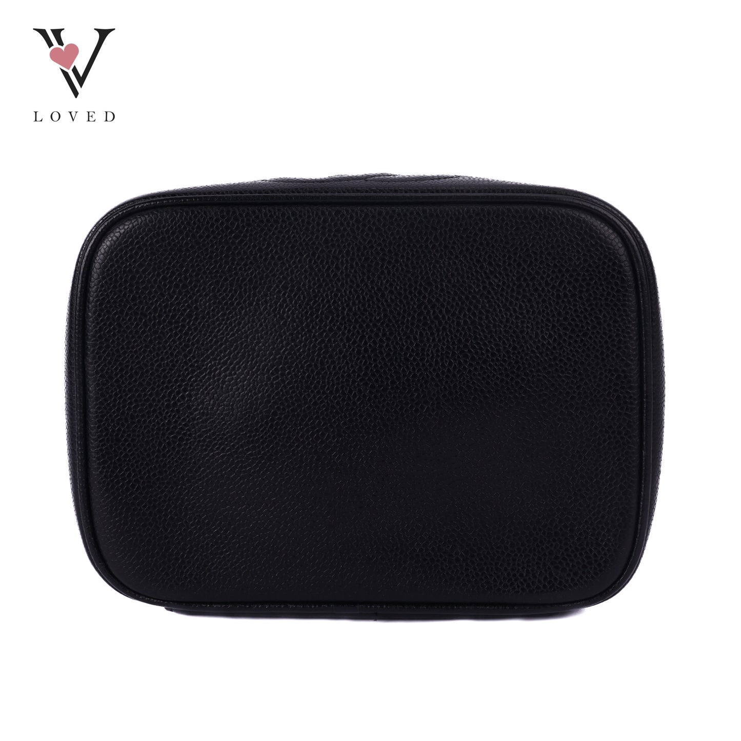 Black Caviar Skin Coco Mark Vanity Handbag
