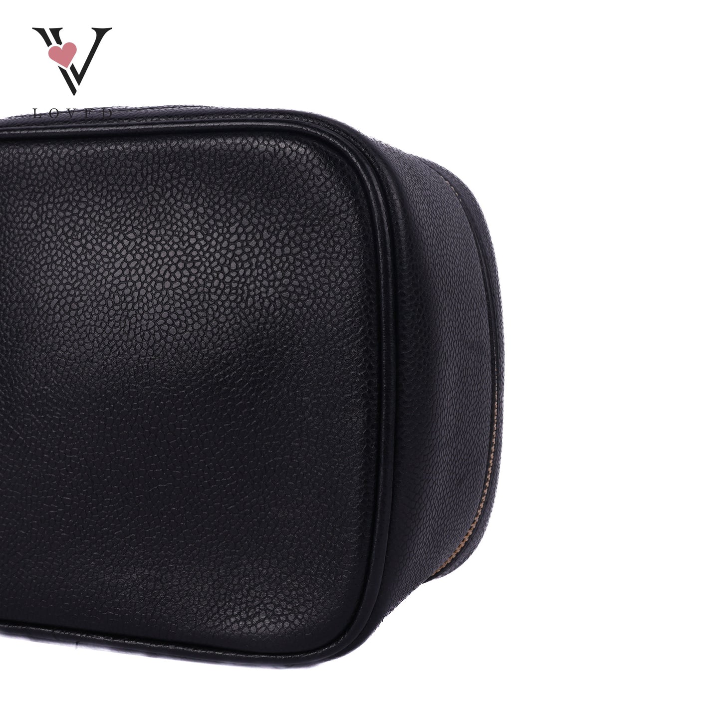 Black Caviar Skin Coco Mark Vanity Handbag