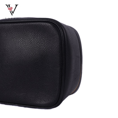 Black Caviar Skin Coco Mark Vanity Handbag