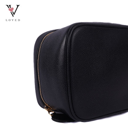 Black Caviar Skin Coco Mark Vanity Handbag