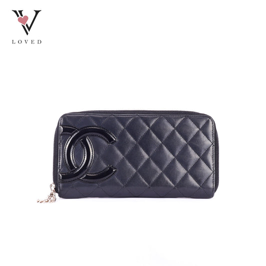 Chanel Cambon Line Long Wallet in Black Quilted Leather