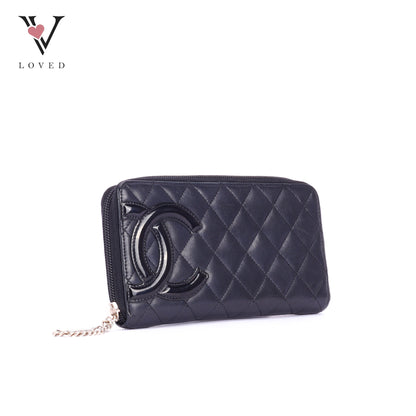 Chanel Cambon Line Long Wallet in Black Quilted Leather