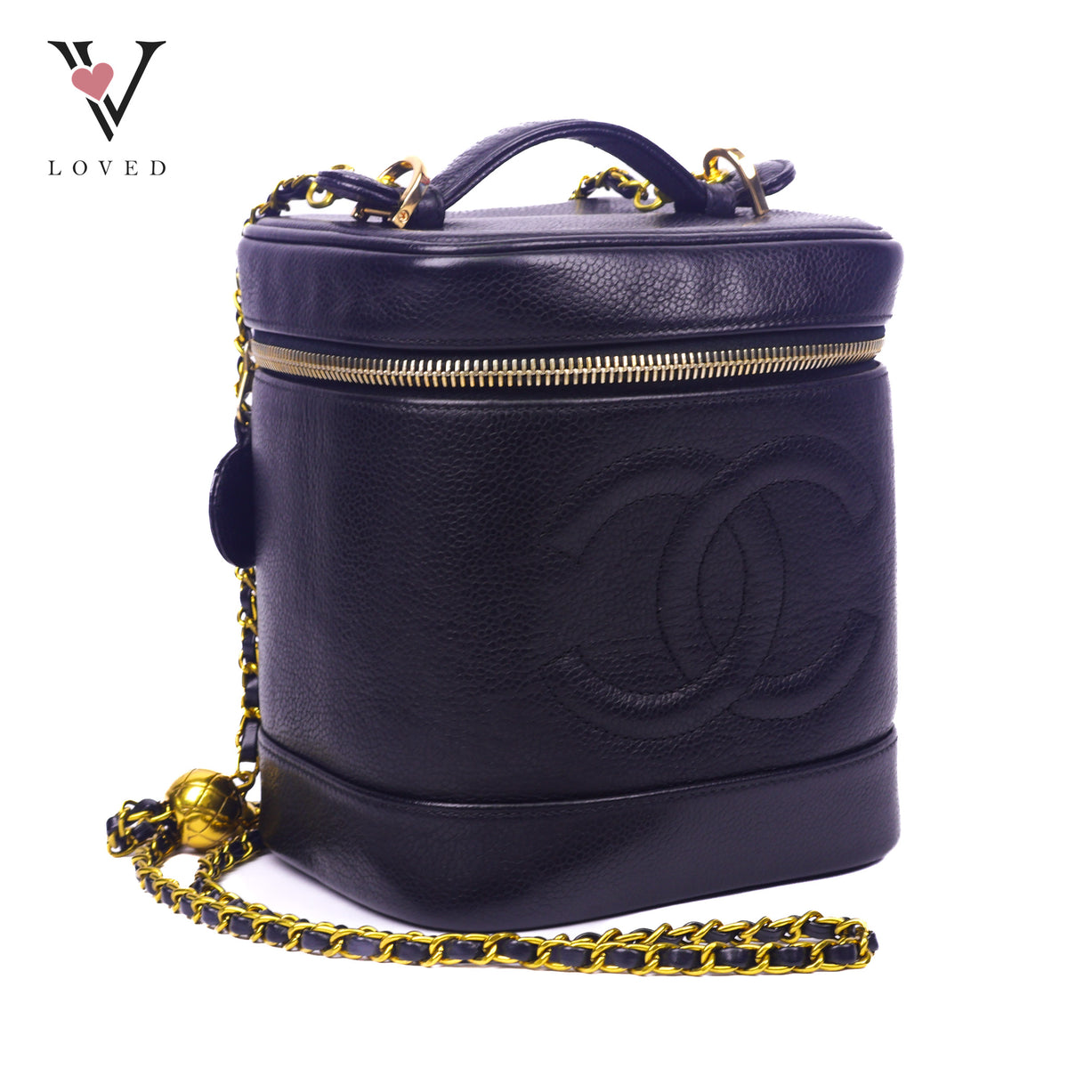 Chanel CC Vanity Case In Black Caviar Leather