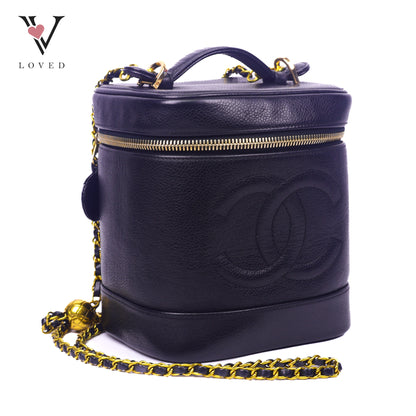 Chanel CC Vanity Case In Black Caviar Leather