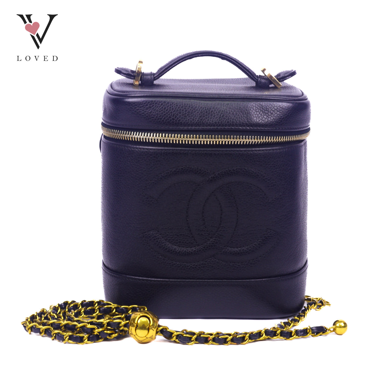 Chanel CC Vanity Case In Black Caviar Leather