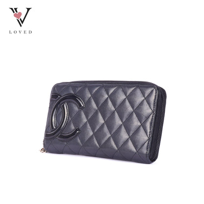 Chanel Cambon Line Long Wallet in Black Quilted Leather