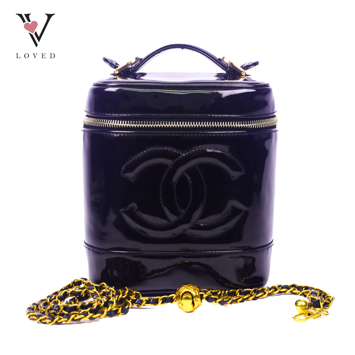Chanel Timeless Vanity Case In Black Patent Leather