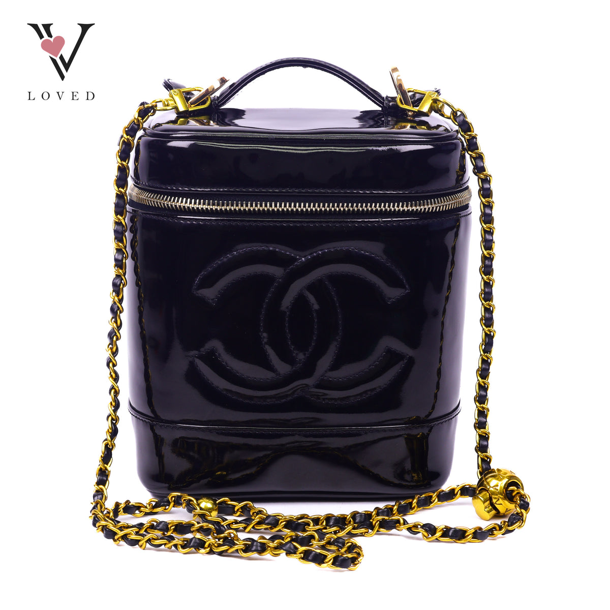 Chanel Timeless Vanity Case In Black Patent Leather