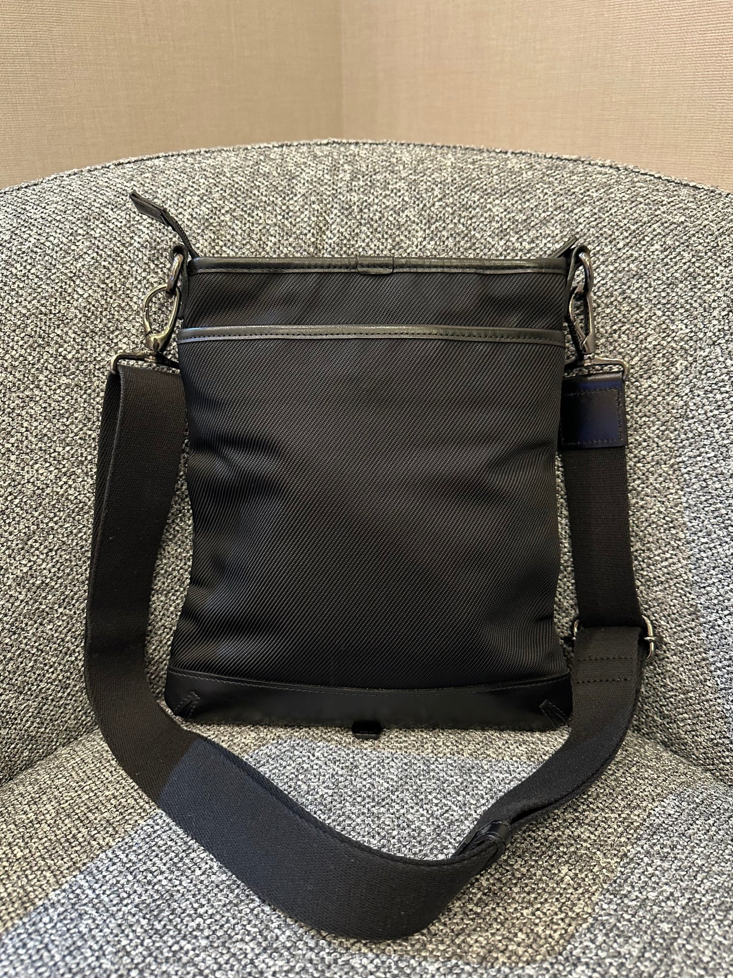 Burberry Black Label Crossbody Bag In Black Nylon & Leather