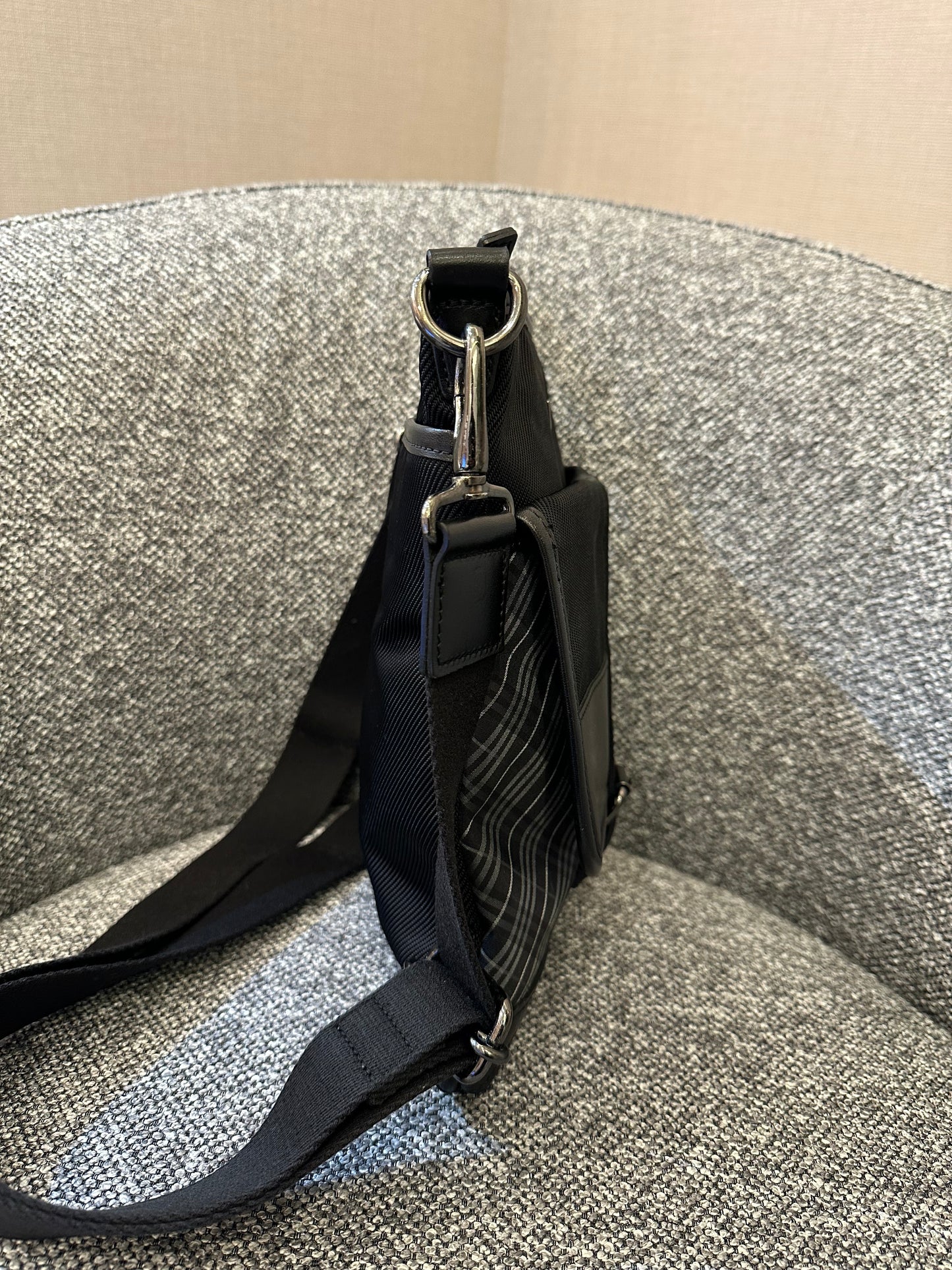 Burberry Black Label Crossbody Bag In Black Nylon & Leather