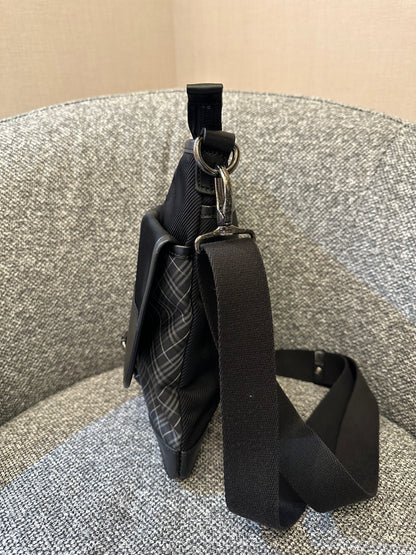 Burberry Black Label Crossbody Bag In Black Nylon & Leather